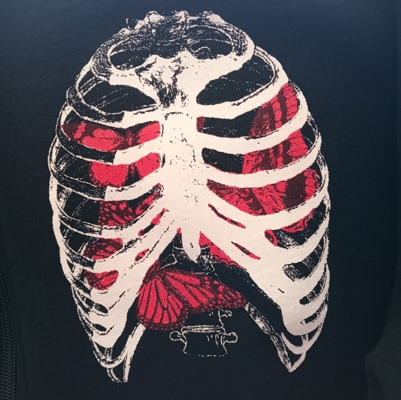 Vintage XL A Static Lullaby Butterfly In Ribcage Jogger Sweatshirt - Picture 2 of 7